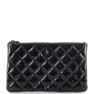 Chanel So Black Reissue 2.55 O Case Pouch Quilted Patent Small