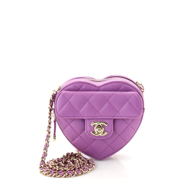 Chanel CC in Love Heart Clutch with Chain Quilted Lambskin