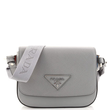 Prada Identity Flap Shoulder Bag Saffiano with City Calf Small
