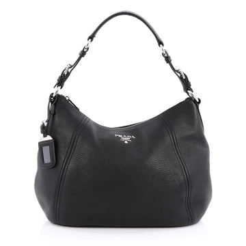 Prada Zip Top Hobo Vitello Daino Large black