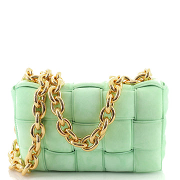 Bottega Veneta Cassette Chain Crossbody Bag Padded Maxi Intrecciato Suede