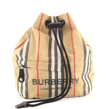 Burberry Phoebe Drawstring Pouch Icon Stripe E-Canvas Medium