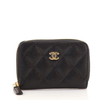 Chanel CC Zip Coin Purse Quilted Caviar Small