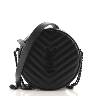 Saint Laurent Vinyle Round Camera Bag Matelasse Chevron Leather