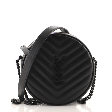 Saint Laurent Vinyle Round Camera Bag Matelasse Chevron Leather