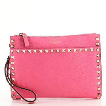 Valentino Rockstud Flat Wristlet Pouch Leather Medium