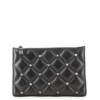 Valentino Candystud Zip Pouch Leather Medium
