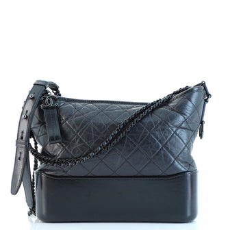 Chanel So Black Gabrielle Hobo Quilted Aged Calfskin Medium