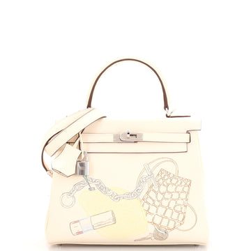 Hermes In and Out Kelly Handbag Limited Edition Swift with Palladium Hardware 25