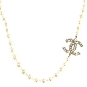 Chanel CC 100th Anniversary Short Necklace Metal with Faux Pearls and Crystals