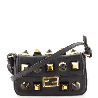 Fendi Baguette Bag Embellished Leather Micro