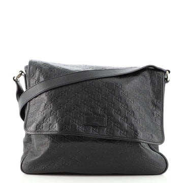 Gucci Flap Messenger Bag Guccissima Leather Large