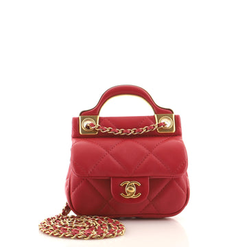 Chanel Lady Handle Flap Card Holder on Chain Quilted Calfskin