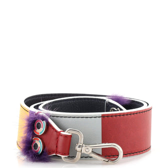 Fendi Strap You Monster Shoulder Strap Striped Leather with Fur