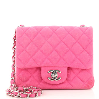 Chanel Square Classic Single Flap Bag Quilted Matte Caviar Mini