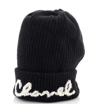 Chanel Logo Beanie Cashmere with Pearls