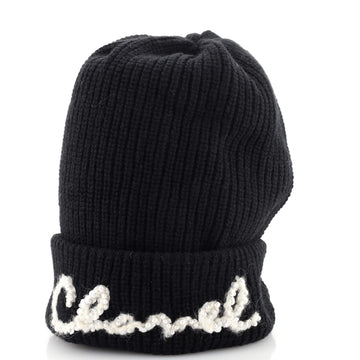 Chanel Logo Beanie Cashmere with Pearls