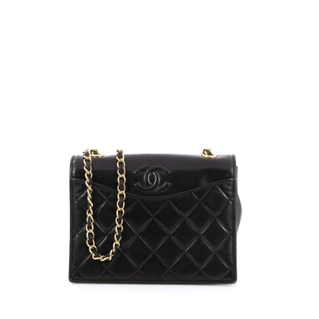 Chanel Vintage CC Chain Flap Bag Quilted Lambskin Small Black