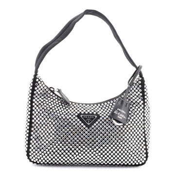 Prada Re-Edition 2000 Hobo Crystal Embellished Satin Mini