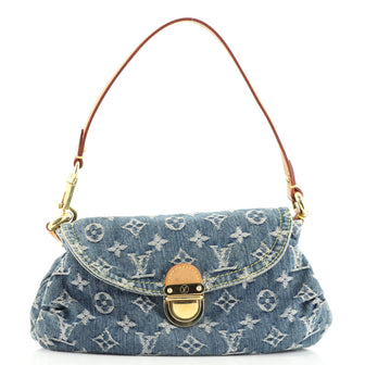 Louis Vuitton Pleaty Handbag Denim Mini