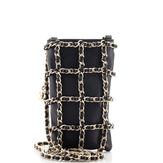 Chanel Chain Frame Phone Clutch with Chain Lambskin