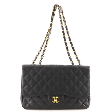 Chanel Vintage Classic Single Flap Bag Quilted Caviar Jumbo