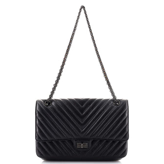Chanel So Black Reissue 2.55 Flap Bag Chevron Aged Calfskin 226