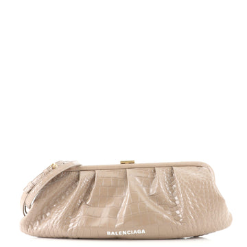 Balenciaga Cloud Clutch Crocodile Embossed Leather XL