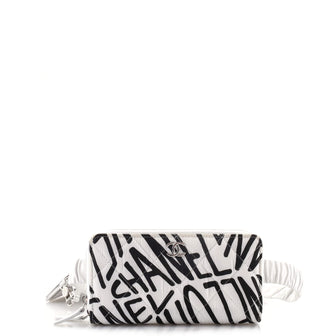 Chanel Coco Neige Zip Around Wallet on Belt Quilted Printed Nylon and Leather