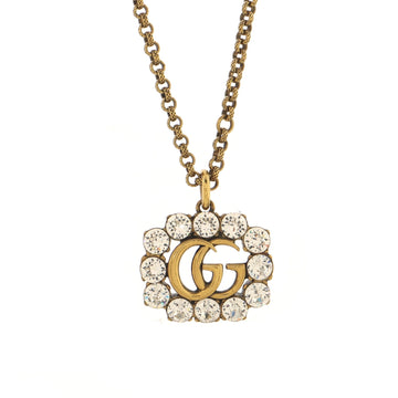 Gucci Crystal Around GG Pendant Necklace Metal with Crystals