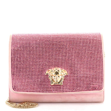 Versace Palazzo Medusa Chain Crossbody Bag Crystal Embellished Suede
