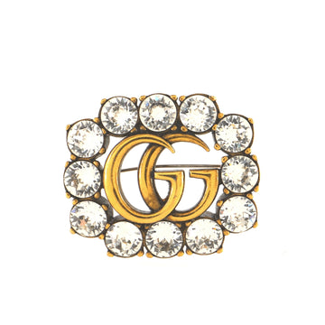 Gucci Crystal Frame GG Brooch Metal Medium