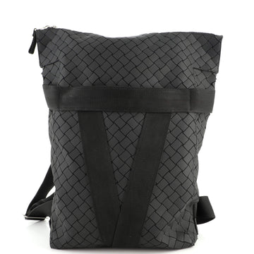 Bottega Veneta Fold-Over Backpack Intrecciato Effect Rubber