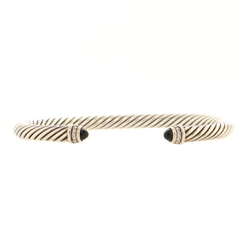David Yurman Cable Classic Bracelet Sterling Silver with Onyx and Diamonds 5mm