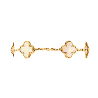 Van Cleef & Arpels Vintage Alhambra 5 Motifs Bracelet 18K Yellow Gold and Mother of Pearl
