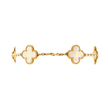 Van Cleef & Arpels Vintage Alhambra 5 Motifs Bracelet 18K Yellow Gold and Mother of Pearl