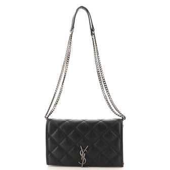 Saint Laurent Becky Chain Wallet Quilted Leather