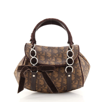 Christian Dior Vintage Trotter Romantique Flap Bag Diorissimo Coated Canvas Mini