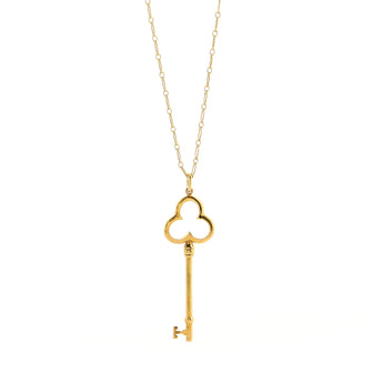 Tiffany & Co. Trefoil Key Pendant Necklace 18K Yellow Gold