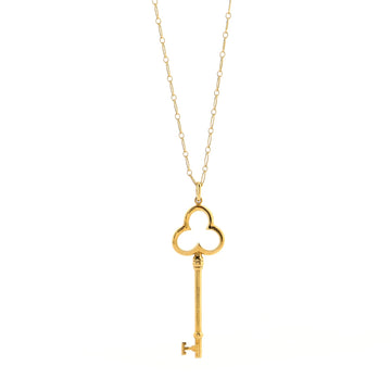 Tiffany & Co. Trefoil Key Pendant Necklace 18K Yellow Gold