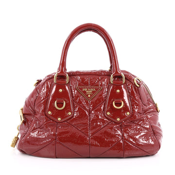Prada Convertible Bowler Bag Chevron Patent Small red
