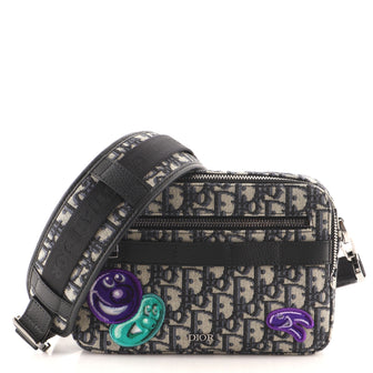 Christian Dior Kenny Scharf Safari Messenger Bag Oblique Canvas with Applique