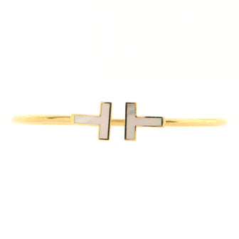 Tiffany & Co. T Wire Bracelet 18K Yellow Gold with Mother of Pearl