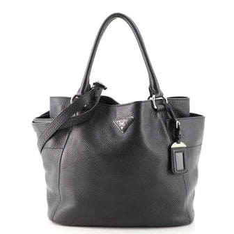 Prada Side Pocket Convertible Tote Vitello Daino Large