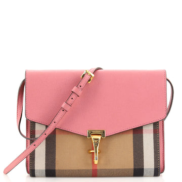 Burberry Macken Crossbody Bag Leather and House Check Canvas Small