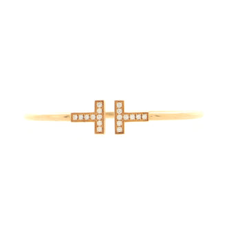 Tiffany & Co. T Wire Bracelet 18K Rose Gold with Diamonds
