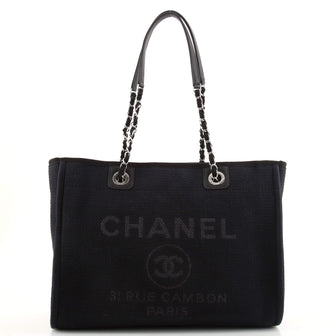 Chanel Deauville NM Chain Handle Tote Mixed Fibers Small
