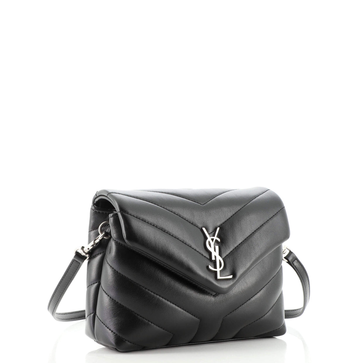 Saint Laurent LouLou Shoulder Bag Matelasse Chevron Leather Toy Black