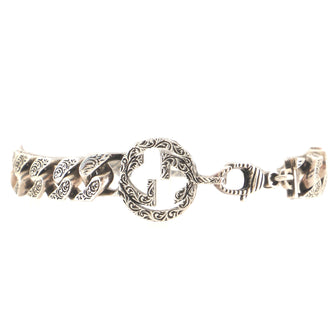 Gucci Interlocking G Chain Bracelet Engraved Sterling Silver