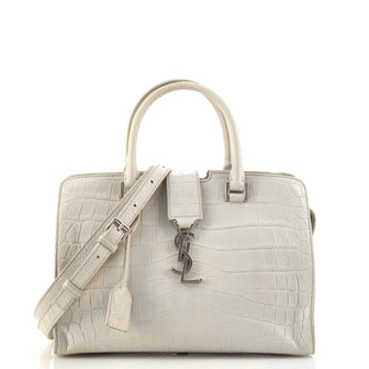 Saint Laurent Monogram Cabas Crocodile Embossed Leather Small